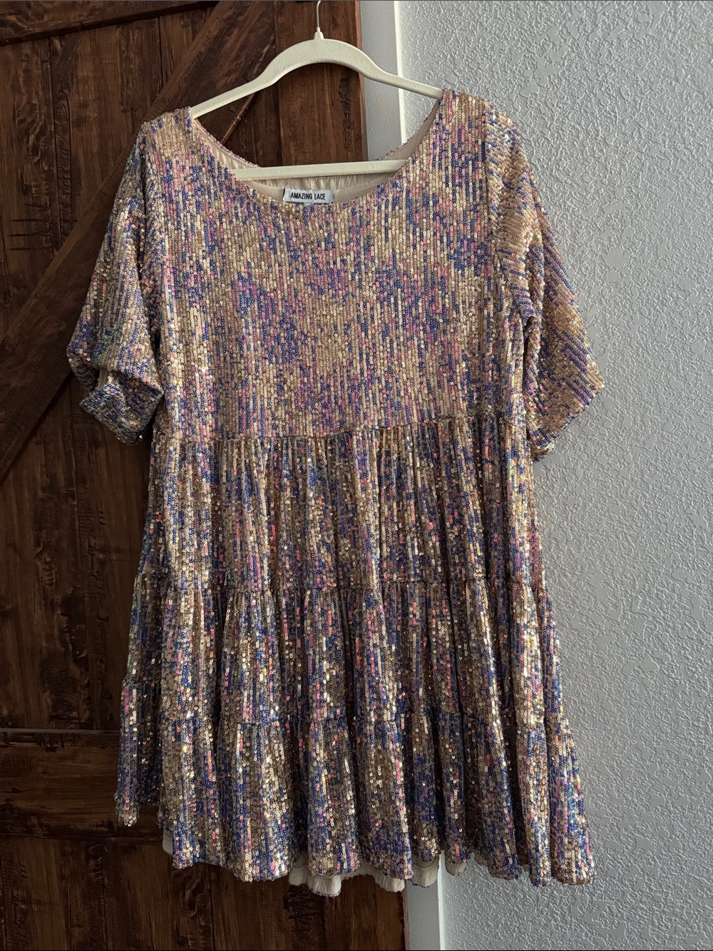 Amazing Lace Multicolor Sequin Tiered Dress